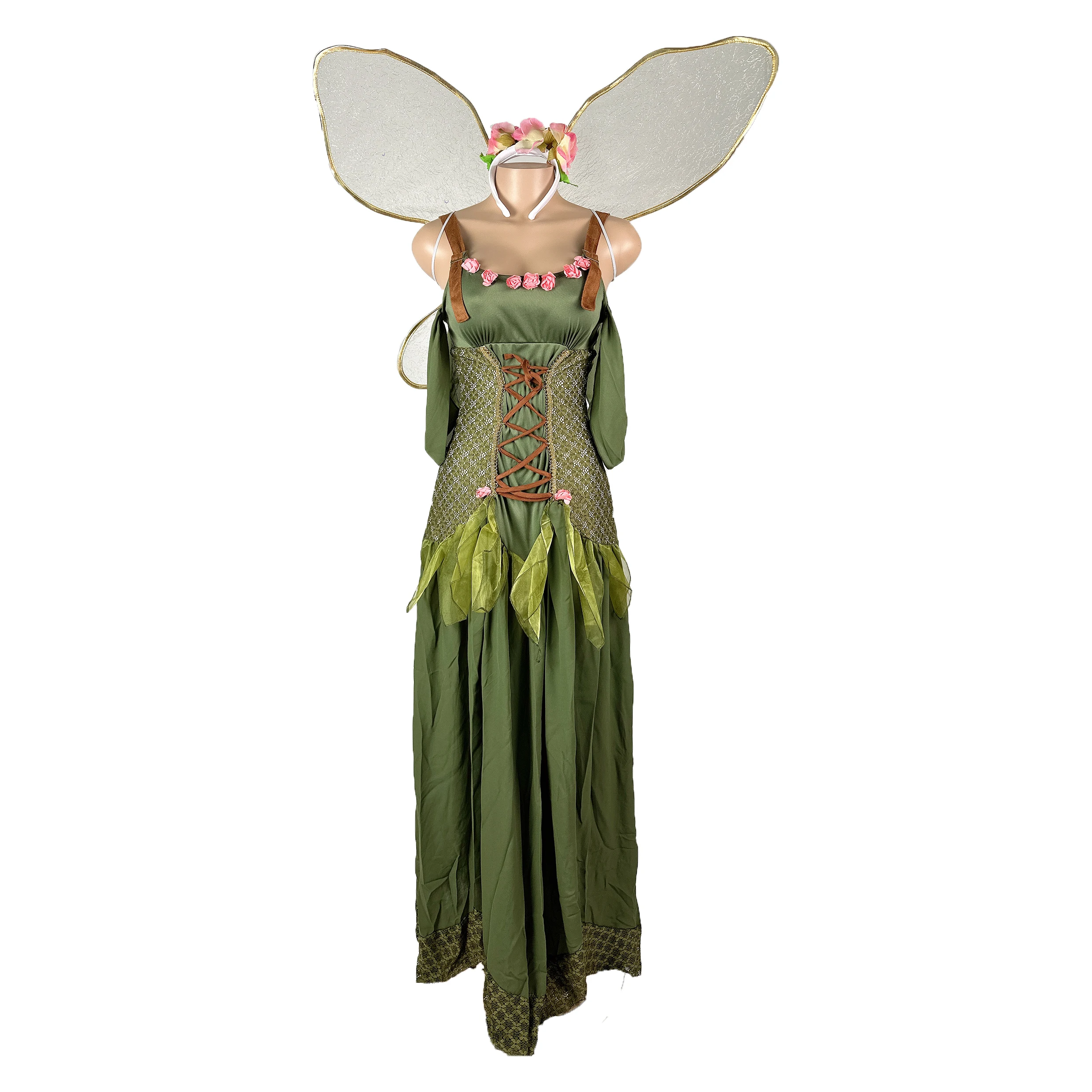 New Halloween costume, forest green elf flower fairy princess angel costume, DS performance costume, adult cosplay party costume