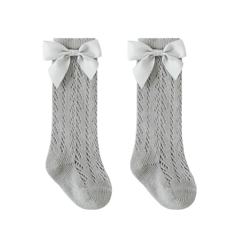 

Stockings Bowknot Girl's Cotton Socks Soft Elastic Mesh Princess Socks Comfortable Sweet Solid Color Foot Cover 0-5 Years Old
