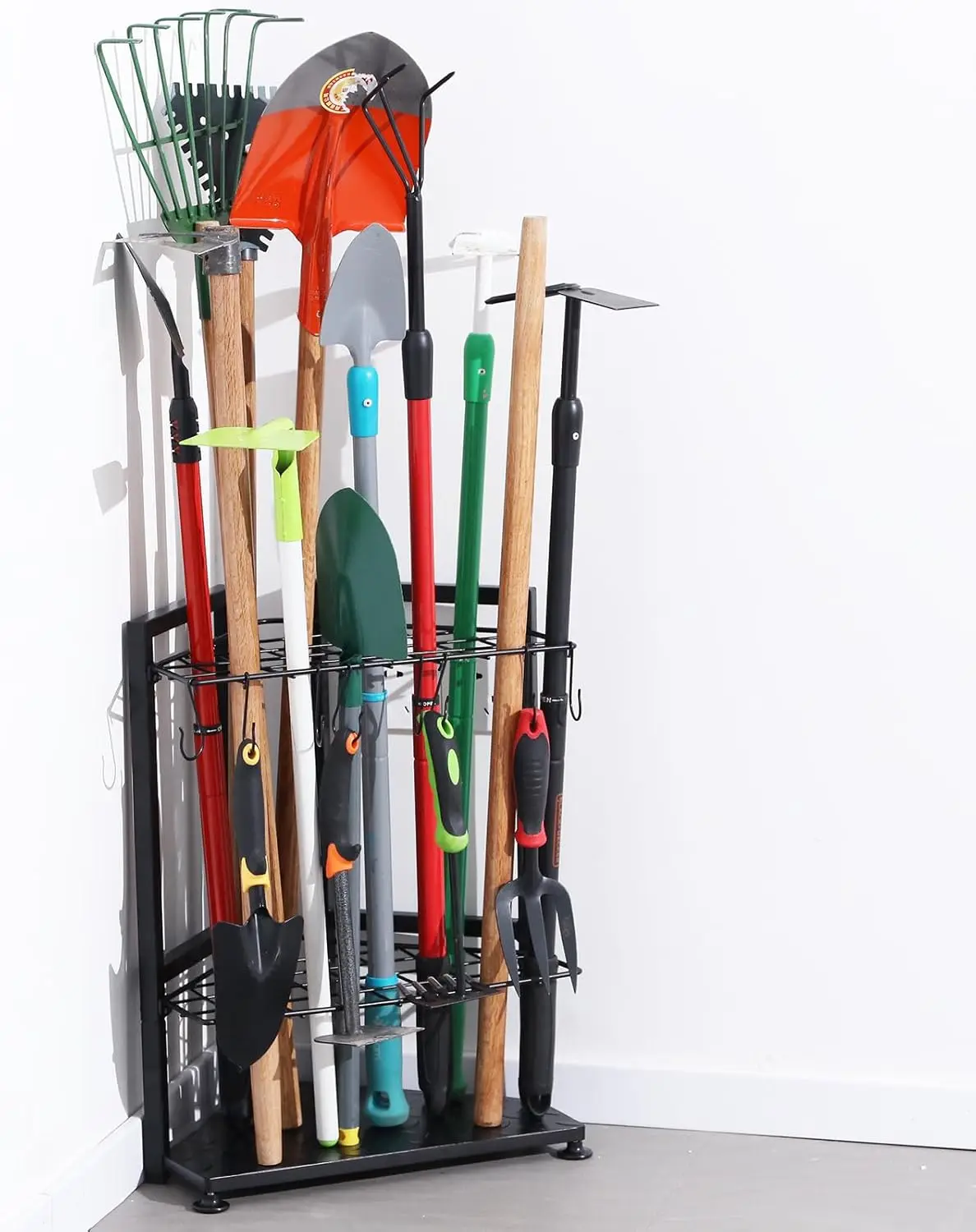 

Сверхмощный металлический органайзер для гаражных инструментов для внутреннего и наружного использования, отдельно стоящая угловая стойка