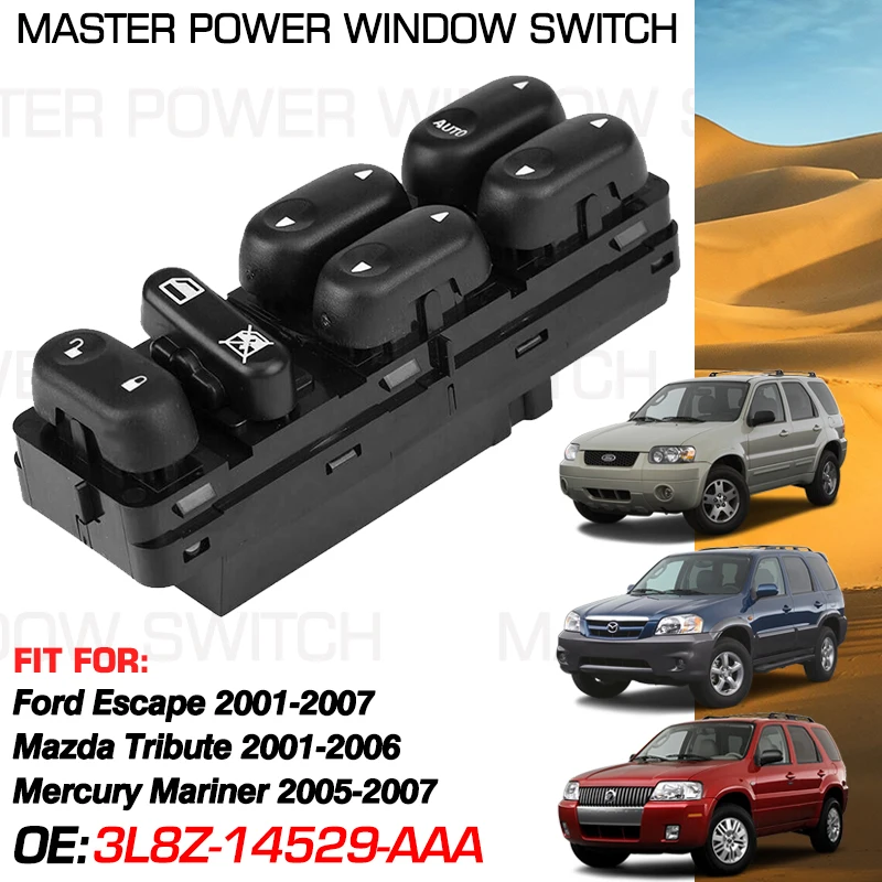 

Power Master Window Switch 3L8Z14529AAA 11 Pins For Ford Escape 2001-2007 Mazda Tribute 2001-2006 Mercury Mariner 2005-2007