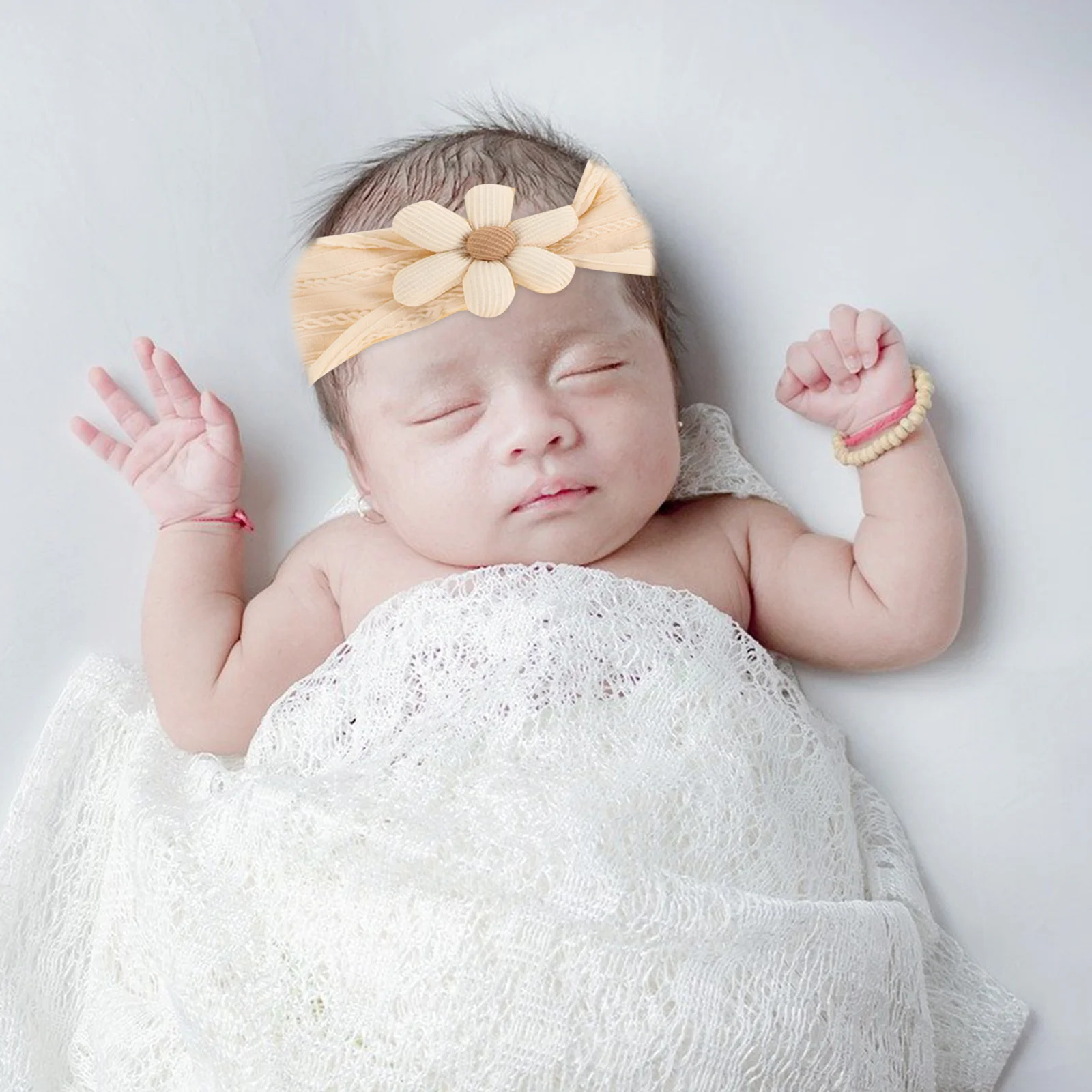 

2Pcs Baby Girls Flower Headbands Nylon Soft Stretchy Hair Accessories for Newborn Toddlers Photography Wedding Infant Headbands