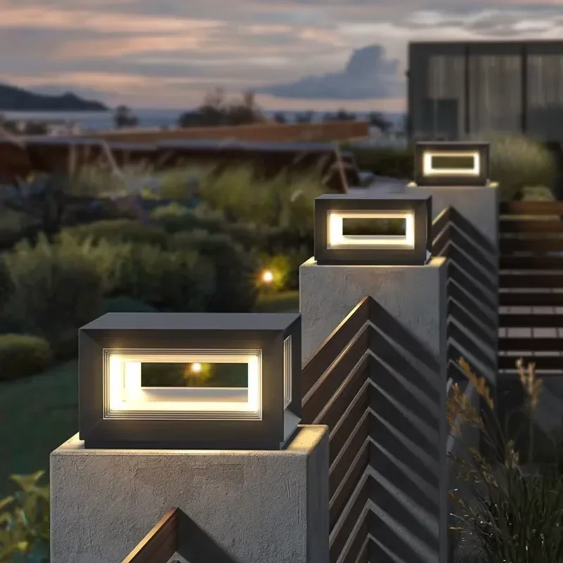 Solar Outdoor Garden Light IP65 Waterproof Villa Pillar Light Column Lawn Lamp Aluminum LED Landscape Solar Garden Light