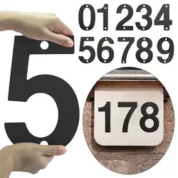 Fashion Stainless Steel Door Label with Screw Durable Black 0 To 9 Numeral Tag Number Plate Sign For Home Mailbox Hotel Address