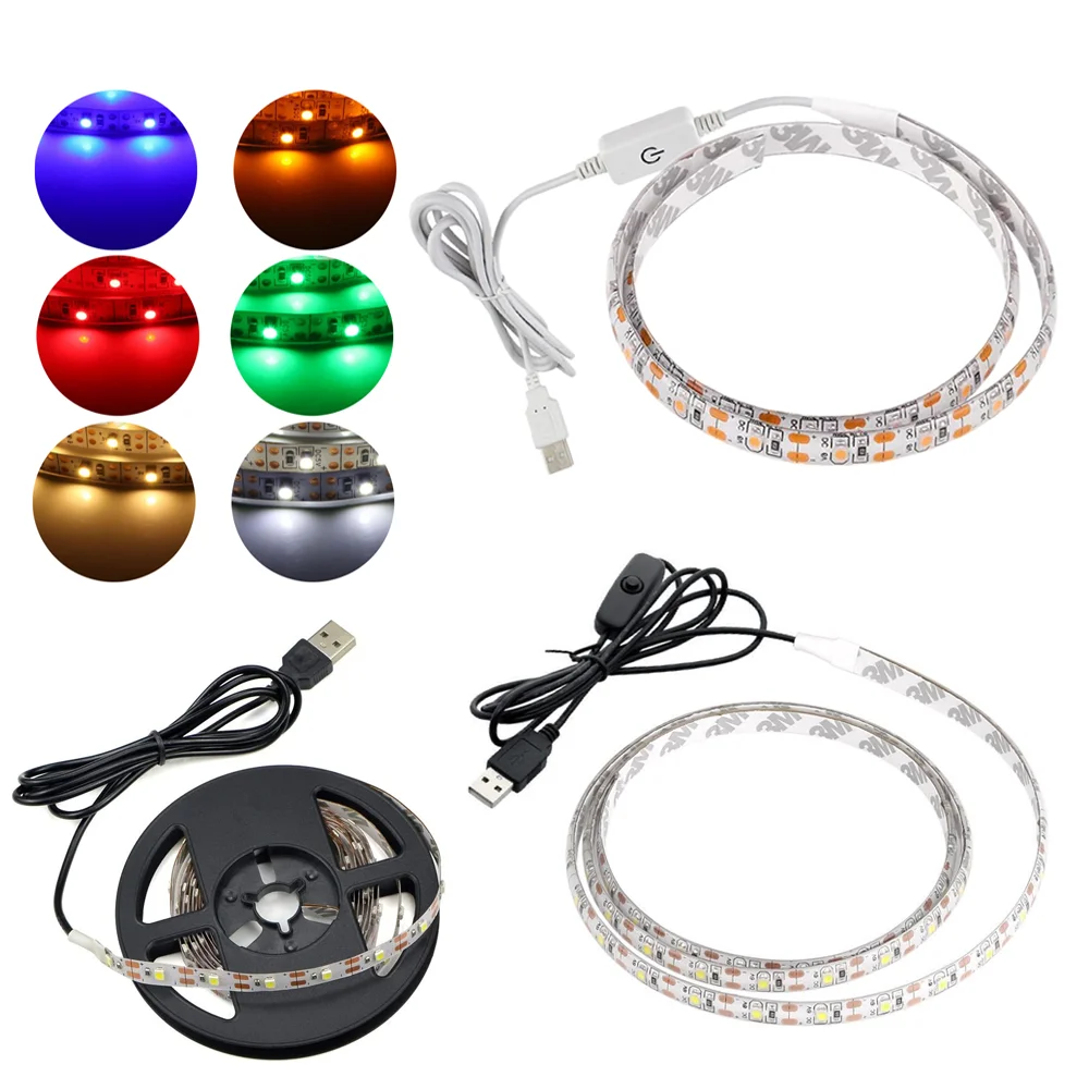 

DC 5V USB LED Strips 2835 White Warm White Tira LED Strip Light Tape Home Decor Lamp 0.5- 5m TV Background Lighting Waterproof