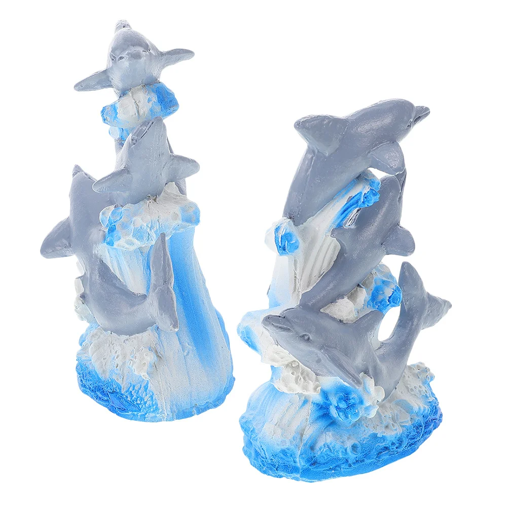 

2Pcs Ocean Animal Statue Mini Resin Dolphin Decor Nautical Marine Sculpture for Home Office Aquarium Sea Theme Decoration