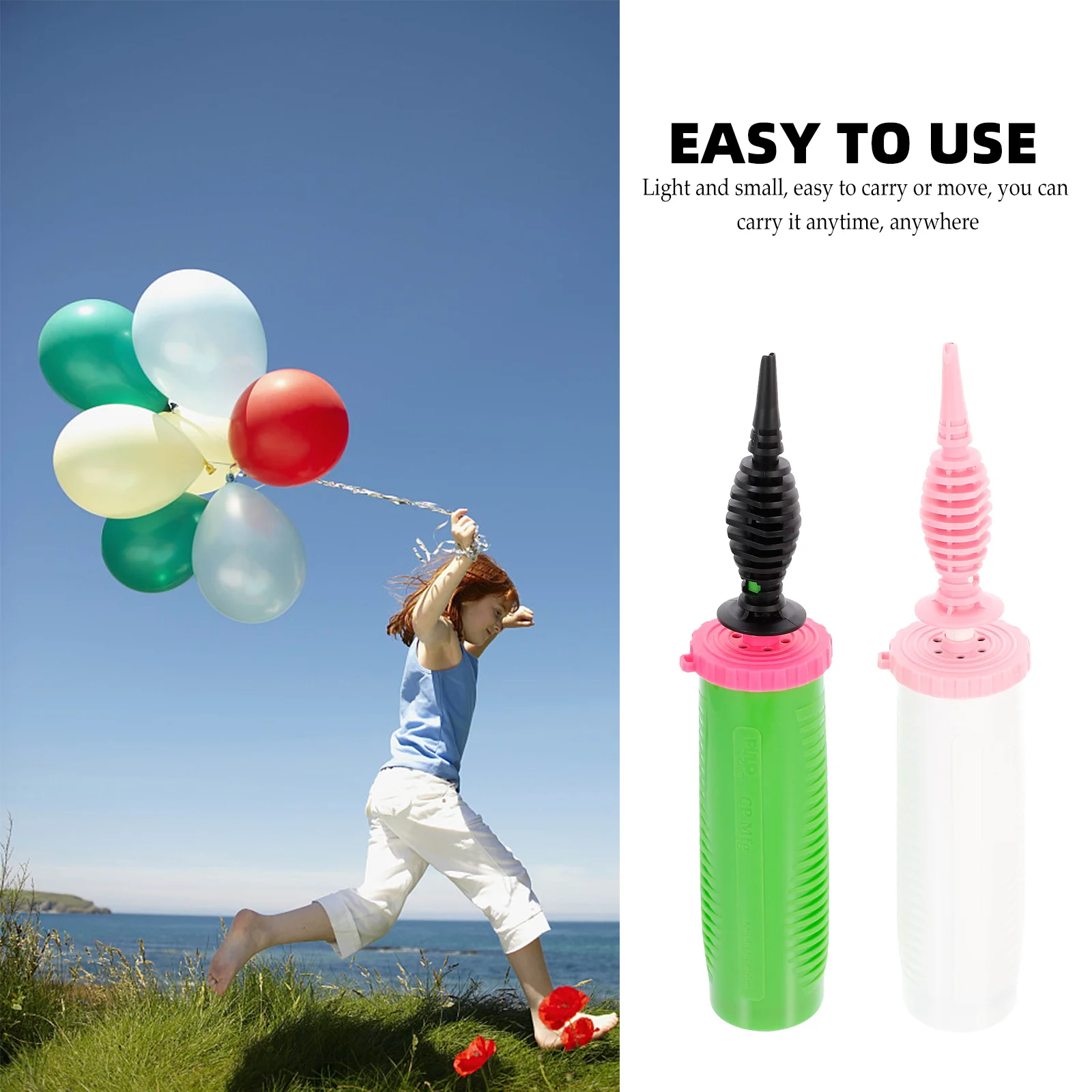 2 Pcs Electric Blower Hand Pump Gas Balloons Two-way Air Inflatable Plastic Party Accessory Child