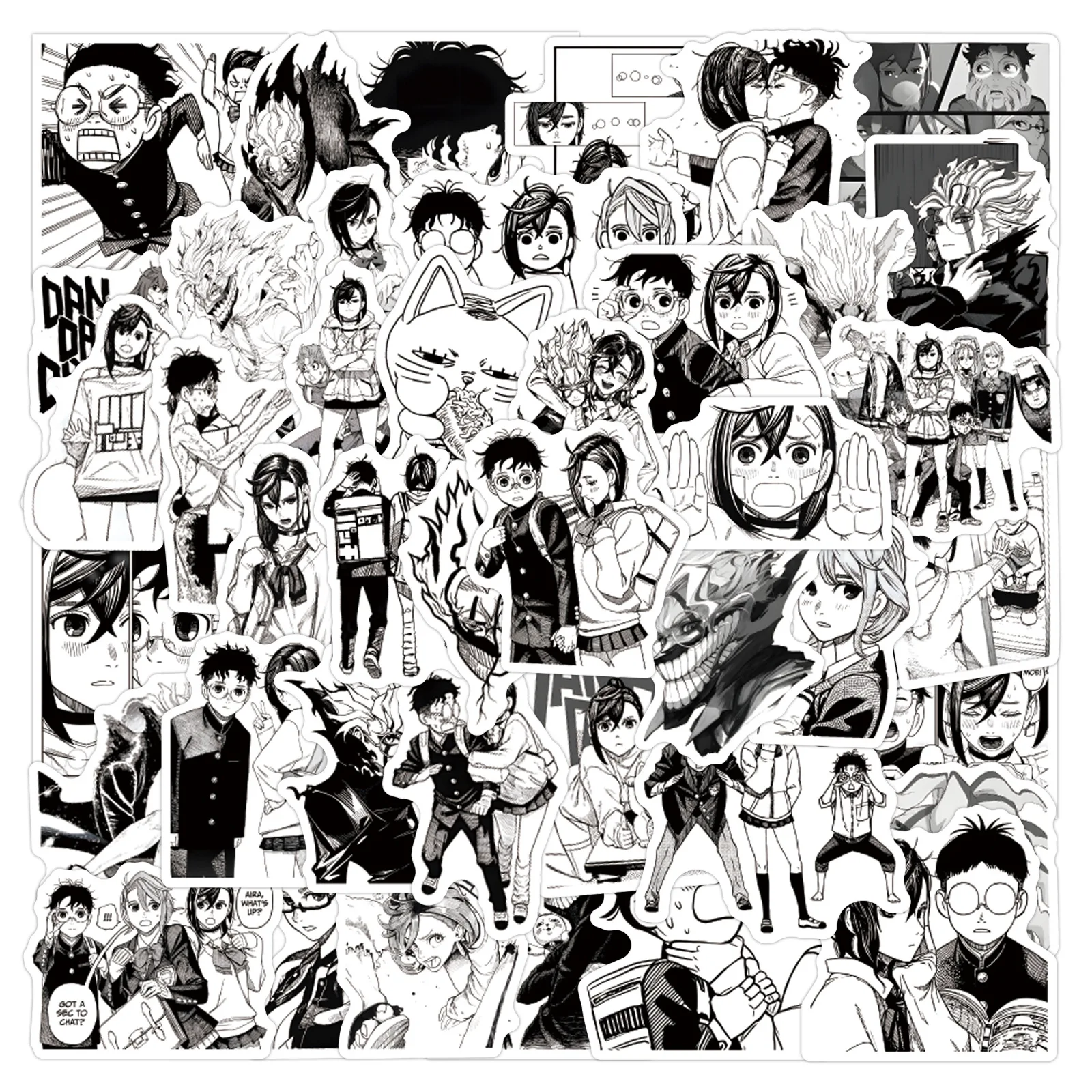 

62PCS Black & White Anime Cartoon Graffiti Stickers Luggage Bottle Notebook Stickers