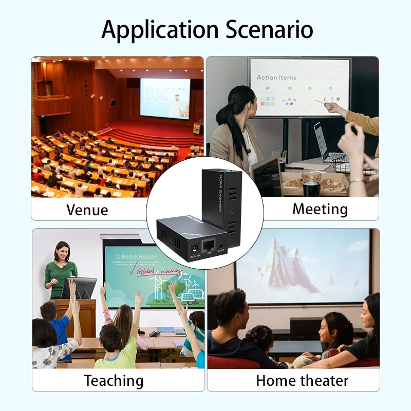1 to 1/2/4 HDMI Extender RJ45 50M IR Remote Control Transmit Up 1080P@60Hz Over Ethernet Cat5e Cat6 3D EDID Signal POC Support