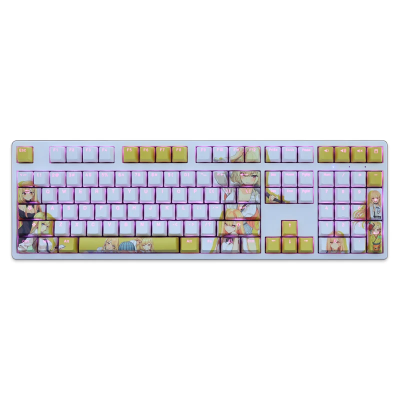 108 tasti/Set Kitagawa Marin Anime Custom PBT Dye Sublimation Keycaps fai da te per tastiera meccanica traslucida per interruttori MX