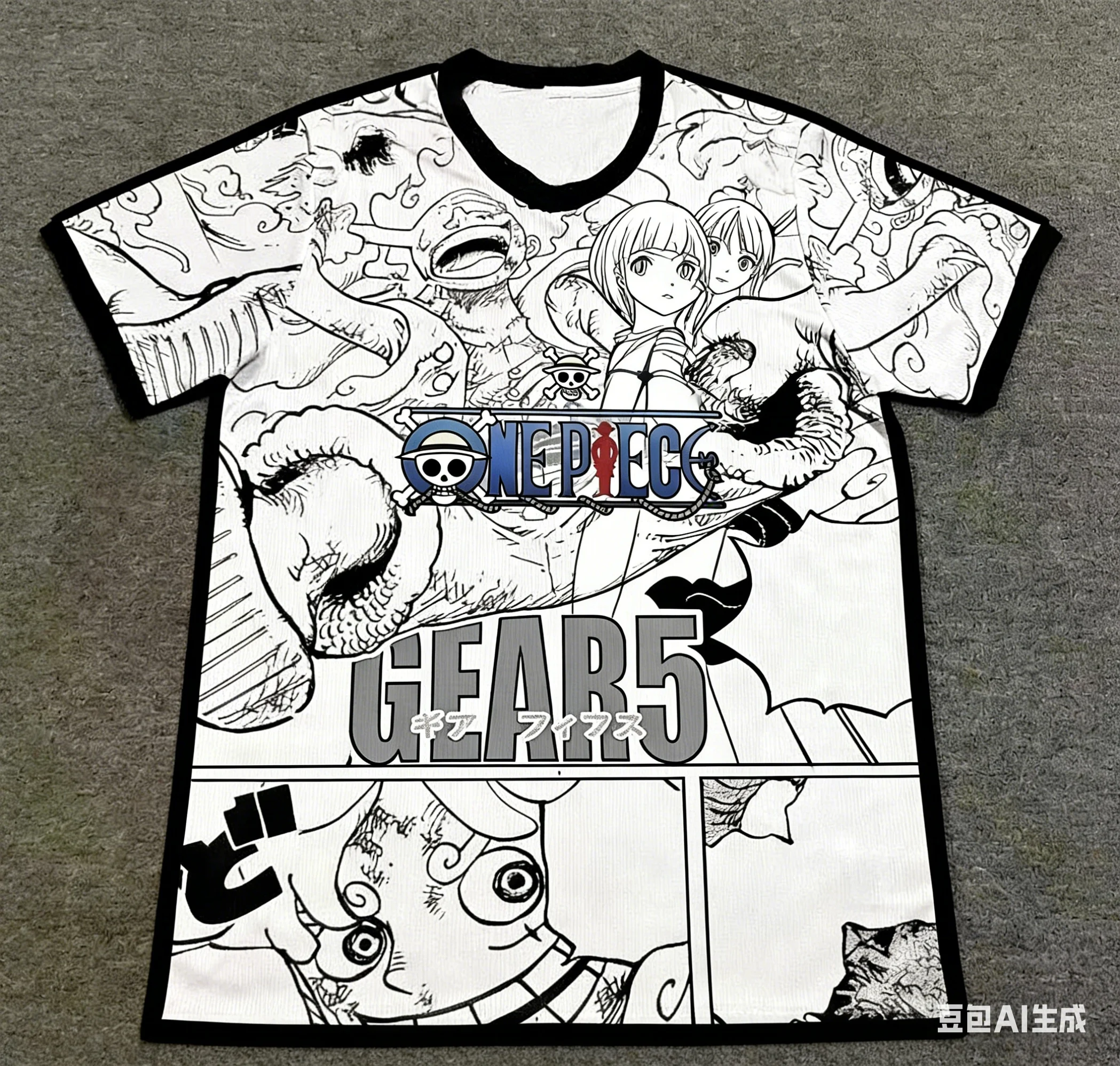 

Футболка One Piece Co-branded Jersey с персонажами Straw Hat Crew, быстросохнущая, для футбола, аниме-мерч, с коротким рукавом