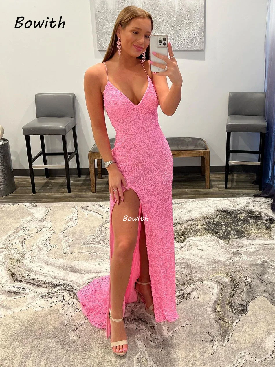 

Bowith Mermaid Glitter Evening Dress Women Mermaid Sequin Dress for Women Evening Party Dress Women Luxury Gown Detachable Train