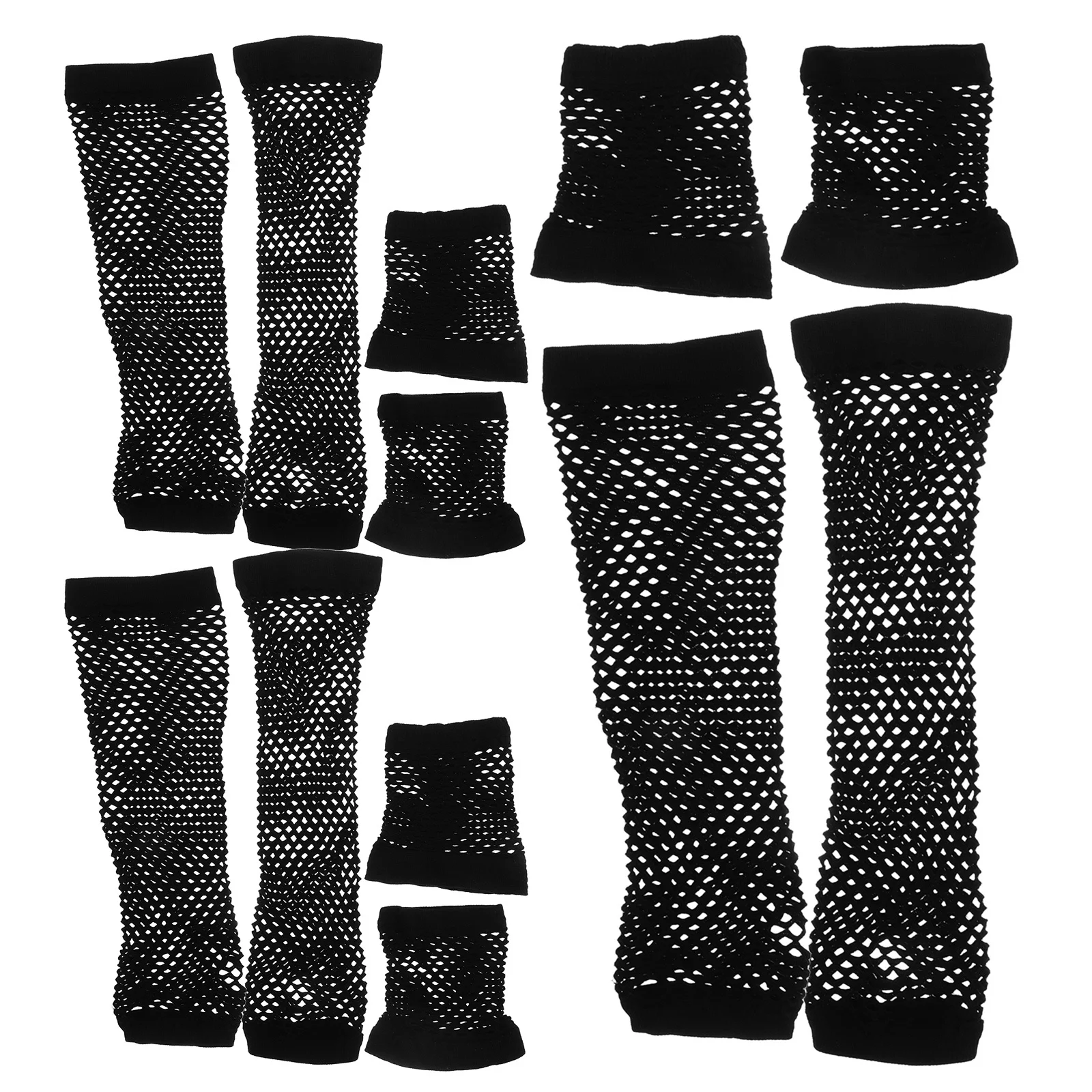 3 pçs preto malha braço cobre luvas de malha sem dedos longo curto para mulheres steampunk cosplay masquerade night club oco para fora