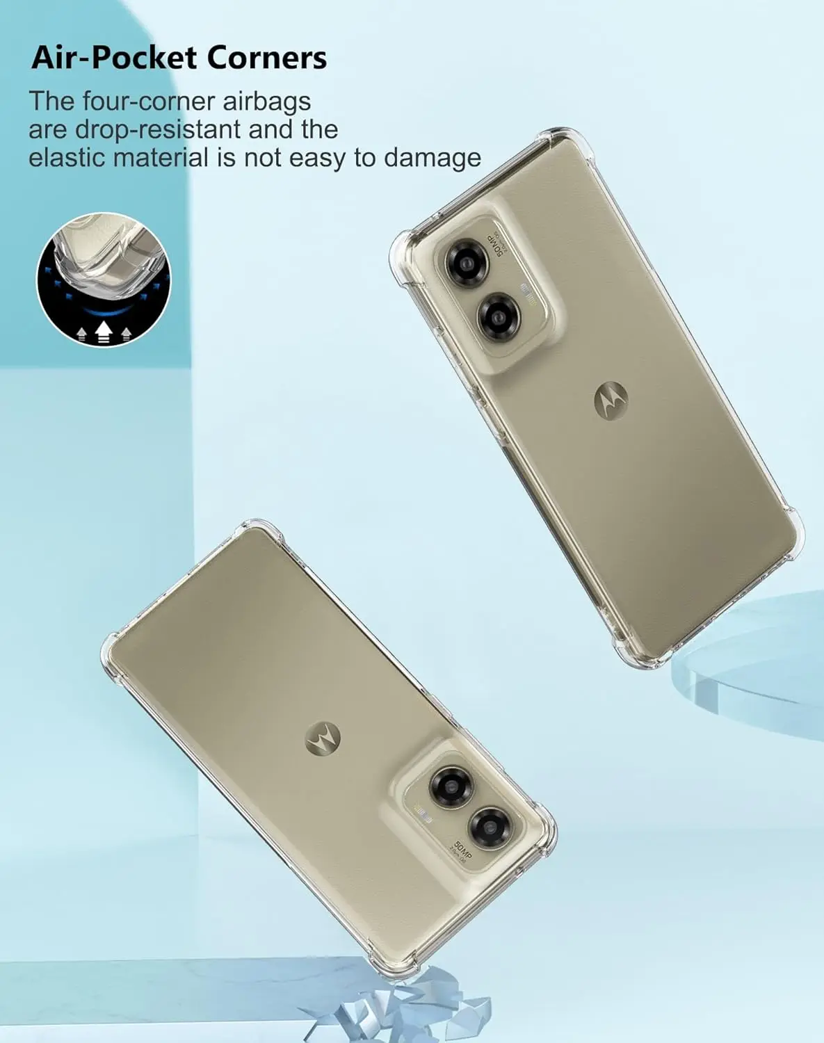 Capa transparente antiderrapante à prova de choque durável flexível tpu para moto g stylus 2024 5g com protetor de tela de vidro temperado