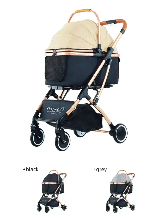 Pet Stroller Cat Dog Stroller With Storage Basket Foldable Lightweight Dog Carrier Trolley Jogging Stroller