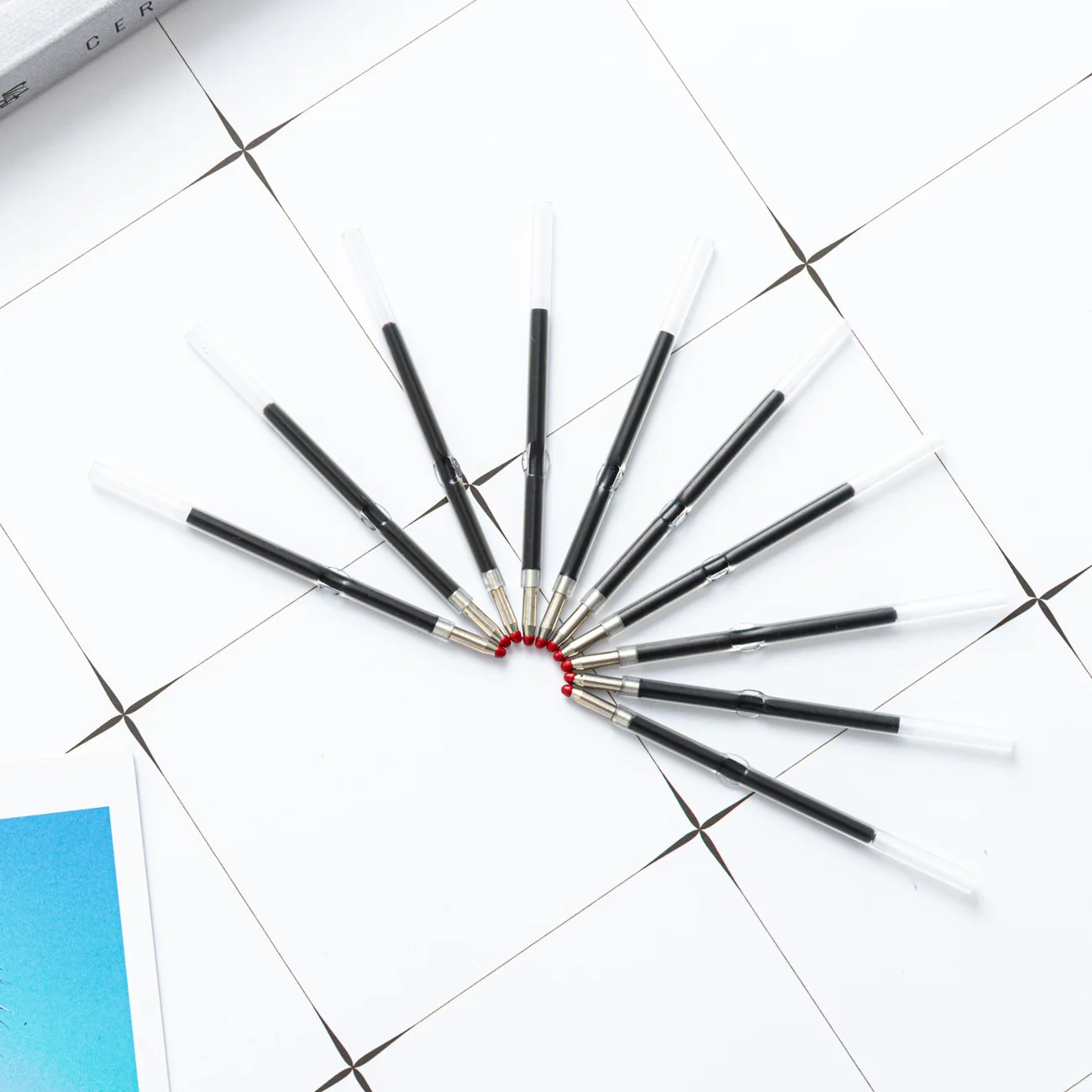 

50pcs Replacement Black Smooth Writing Ballpoint For Office School Supplies Student Signature Refill Plastic Beadable Universal