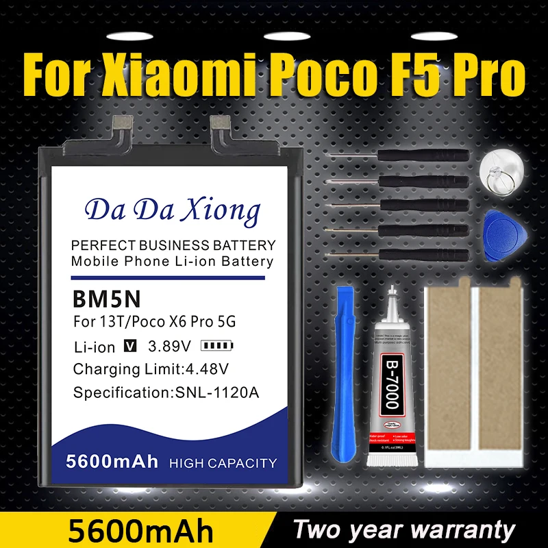 5500mAh BM5N Battery for Xiaomi MIUI POCO F5 Pro F5Pro + Tools
