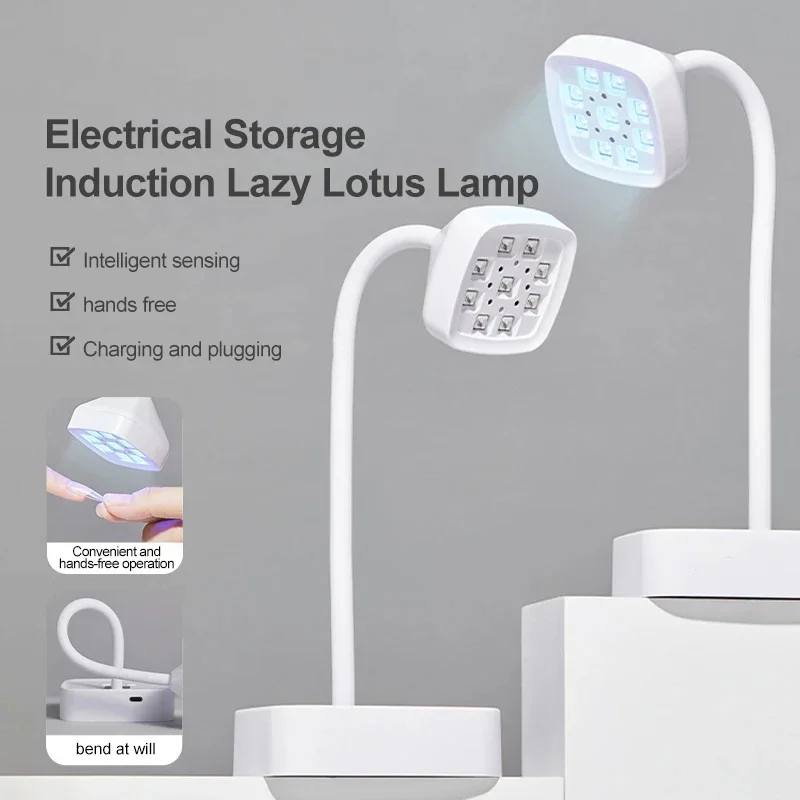 Mini lampada da tavolo UV a LED Lampada per unghie ricaricabile 360 °   Lampada per lucidatura delle unghie in gel pieghevole Asciugacapelli wireless per salone di manicure ad asciugatura rapida