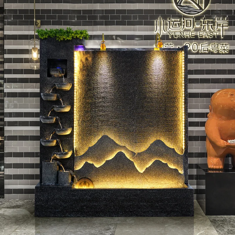 YJQ creative water curtain wall running water wall screen rockery running water fountain landscaping atomized fish pond