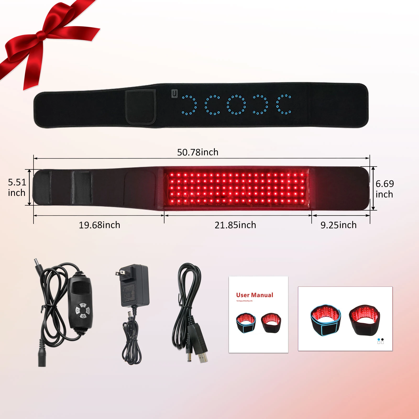 

Home Use Pulsed Led Red Infrared Light Physical Therapy Waist Massage Wearable Photon Belts Wrap