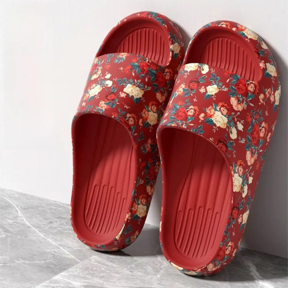 Modische Blumenmuster-Hausschuhe mit Dicker Sohle, Rutschfeste Pantoffeln, Freizeitschuhe für den Sommer – Detail 5