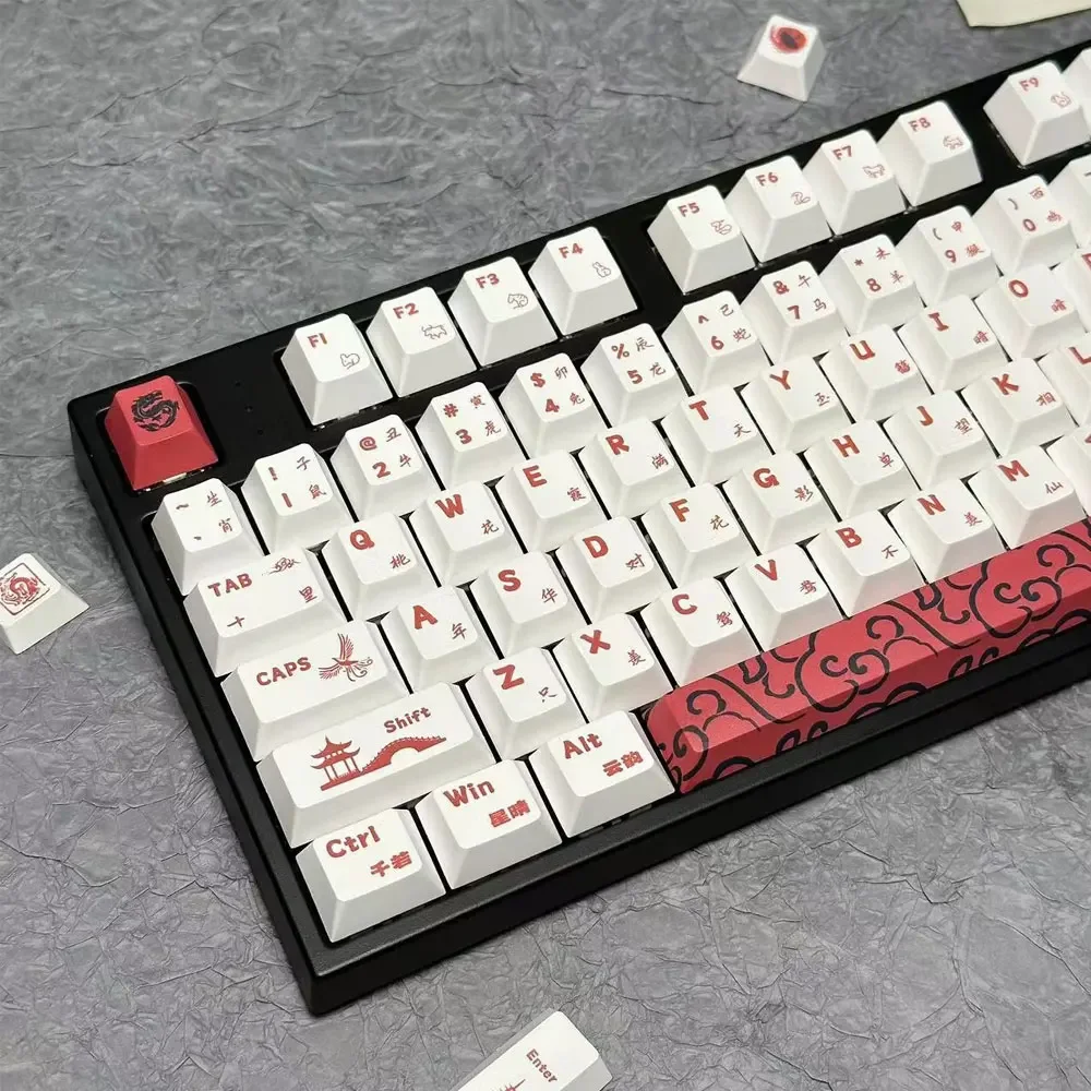 

Red White Theme Full Set Keycaps Cherry Height PBT Thermal Sublimation For 60 61 64 68 75 84 87 96 98 104 Mechanical Keyboard