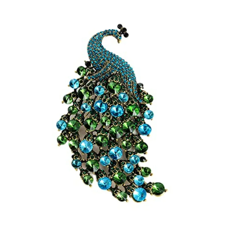 

Rhinestone Peacock Brooch Pin for Women Girls Fashion Exquisite Exaggerated Big Crystal Bird Animal Brooches Lapel Pins Elegant