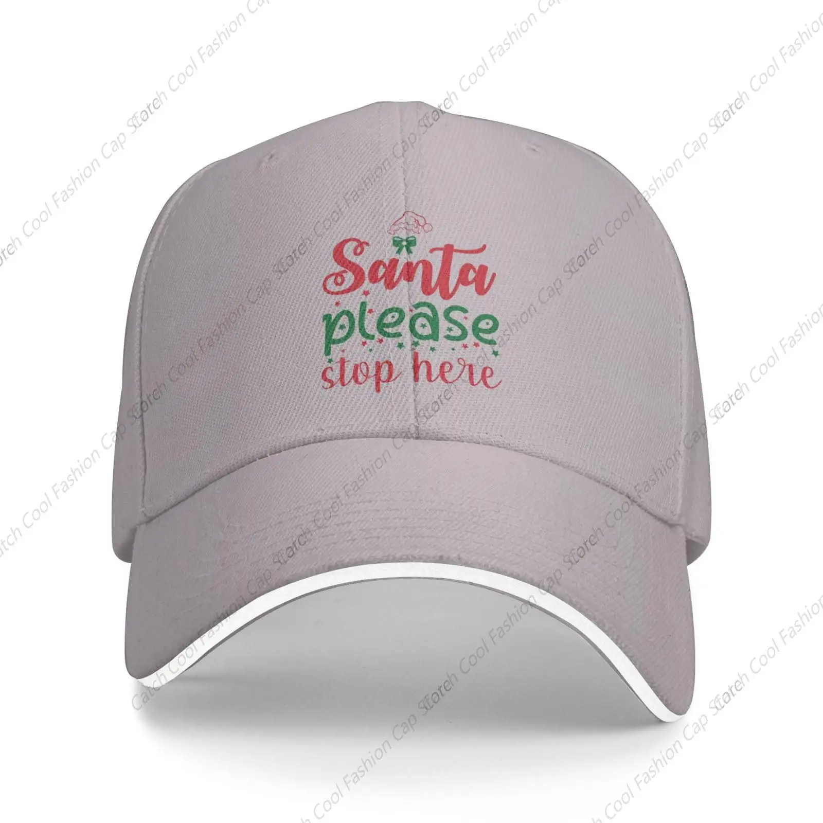 Christmas Santa Please Stops Here Baseball Cap Trucker Sandwich Duck Tongue Hat Adjustable Unisex Fashion Sports Outdoor Travel