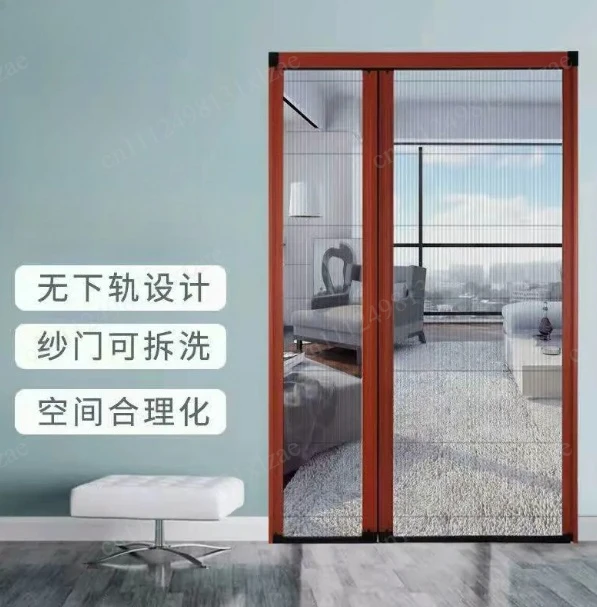 Trackless Retractable Screen Doors Sliding Door Trackless Pleated Mesh Sliding Screen Aluminium Mosquito Net Door-Bespoke
