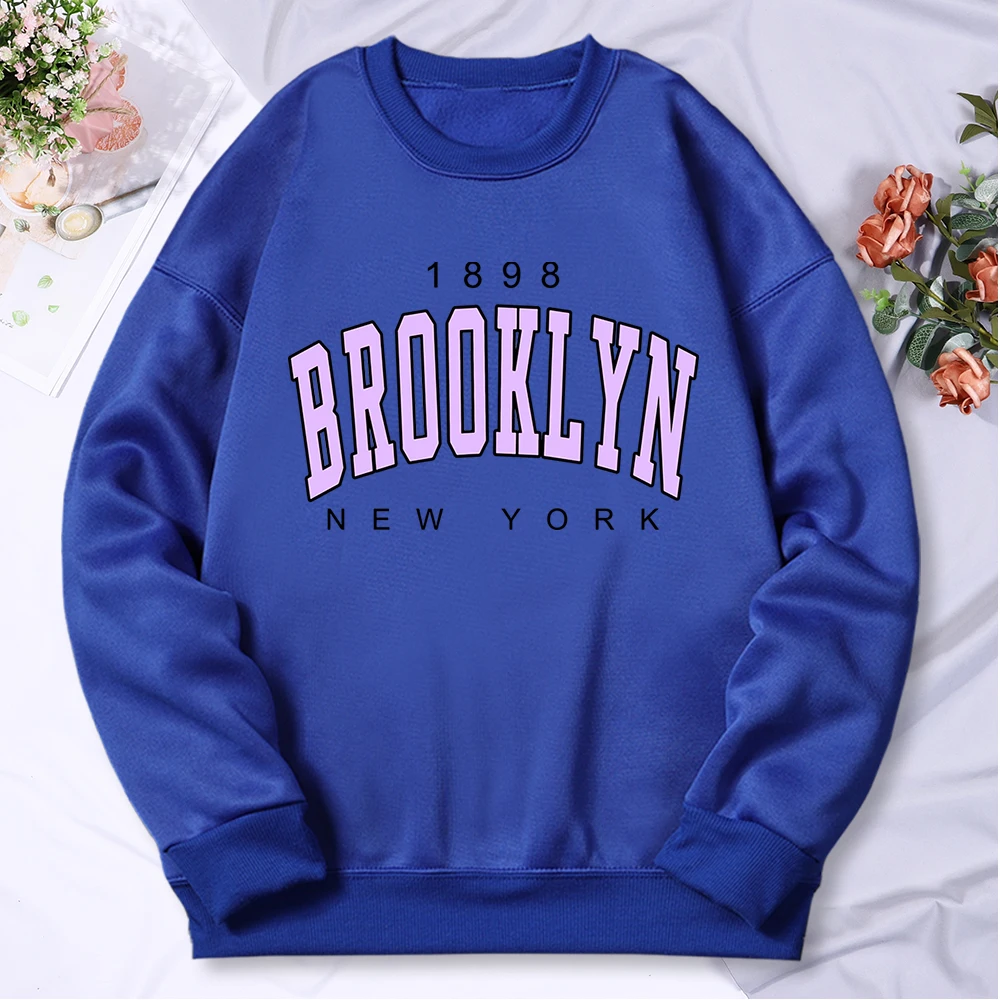 1898 Brooklyn New York Printing Tracksuit Women O-Neck Warm Comfortable Hoodie Casual Daily Sweatshirts Classic Fashion Hooded