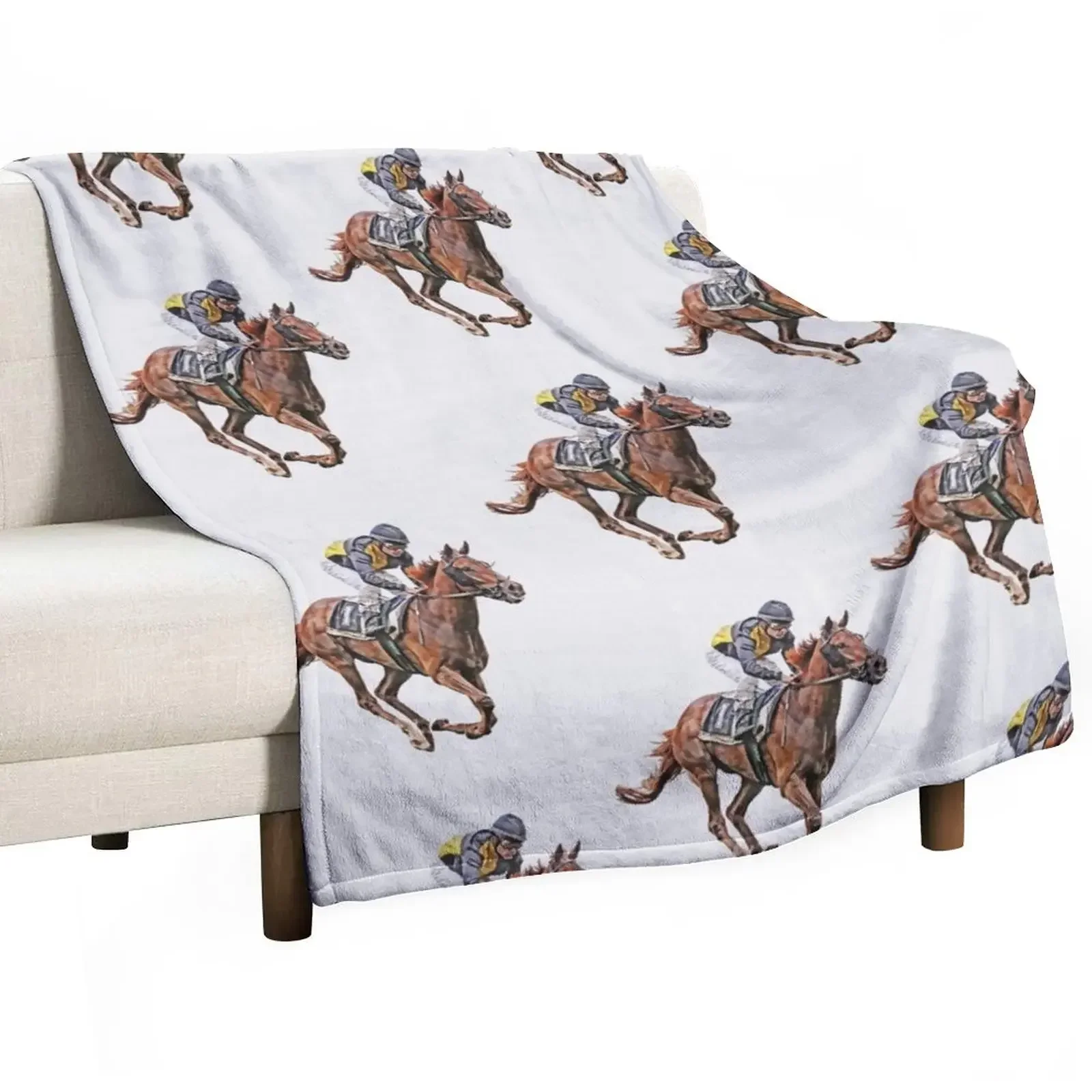 

Horse Racing Throw Blanket Cute Plaid Tourist Blankets For Sofas Blankets