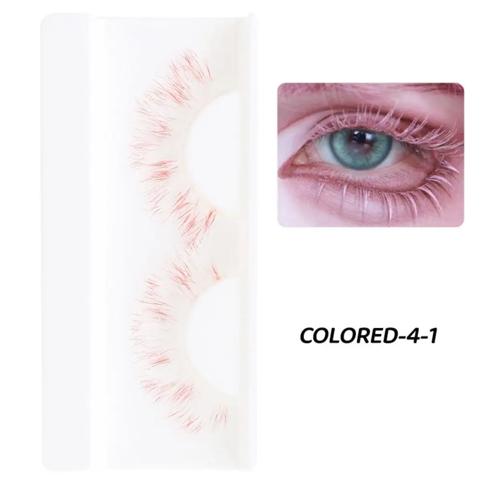 1 Pairs Hot Blue Pink Colorful Eyelashes Natural Long Handmade Eye Lashes Fluffy Eye Extension Tools for Women Girls and COS