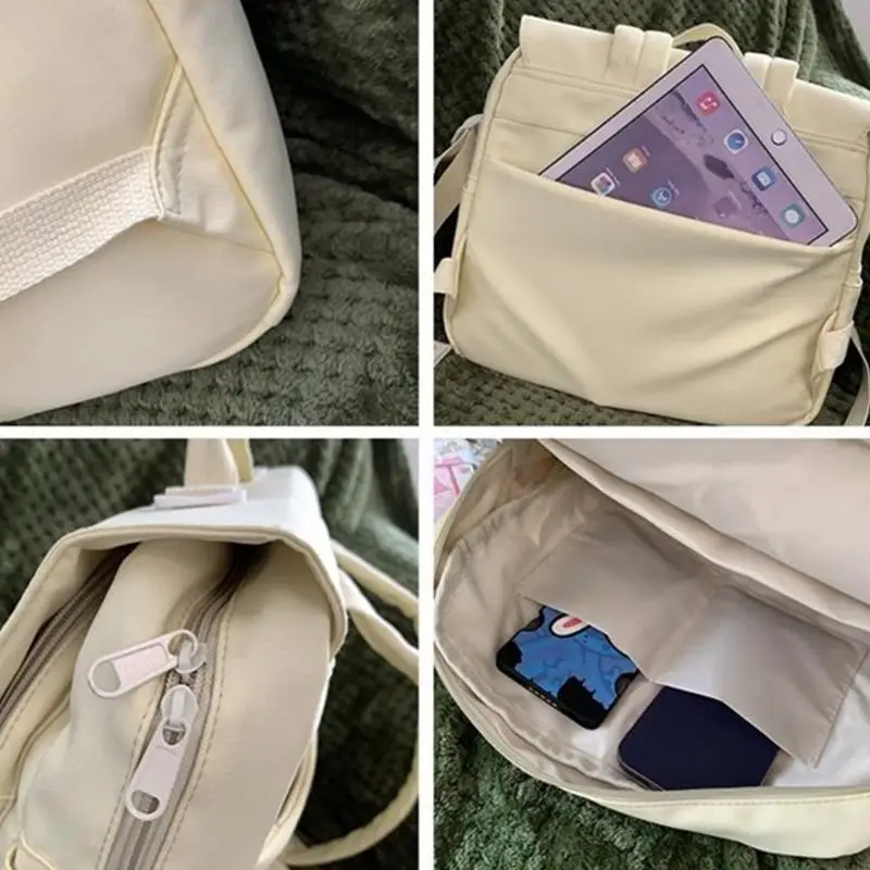 

Fashionable and Backpack for Girls with Transparent Pocket Nylon JK School Backpack Travel Laptop Bag Rucksack