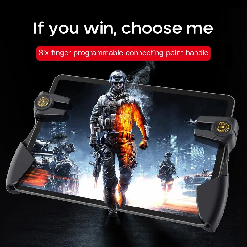 Mobile PUBG Game Controller For IPad Tablet Six Finger Game Joystick Handle Aim Button Shooter Gamepad Trigger Game Accessories