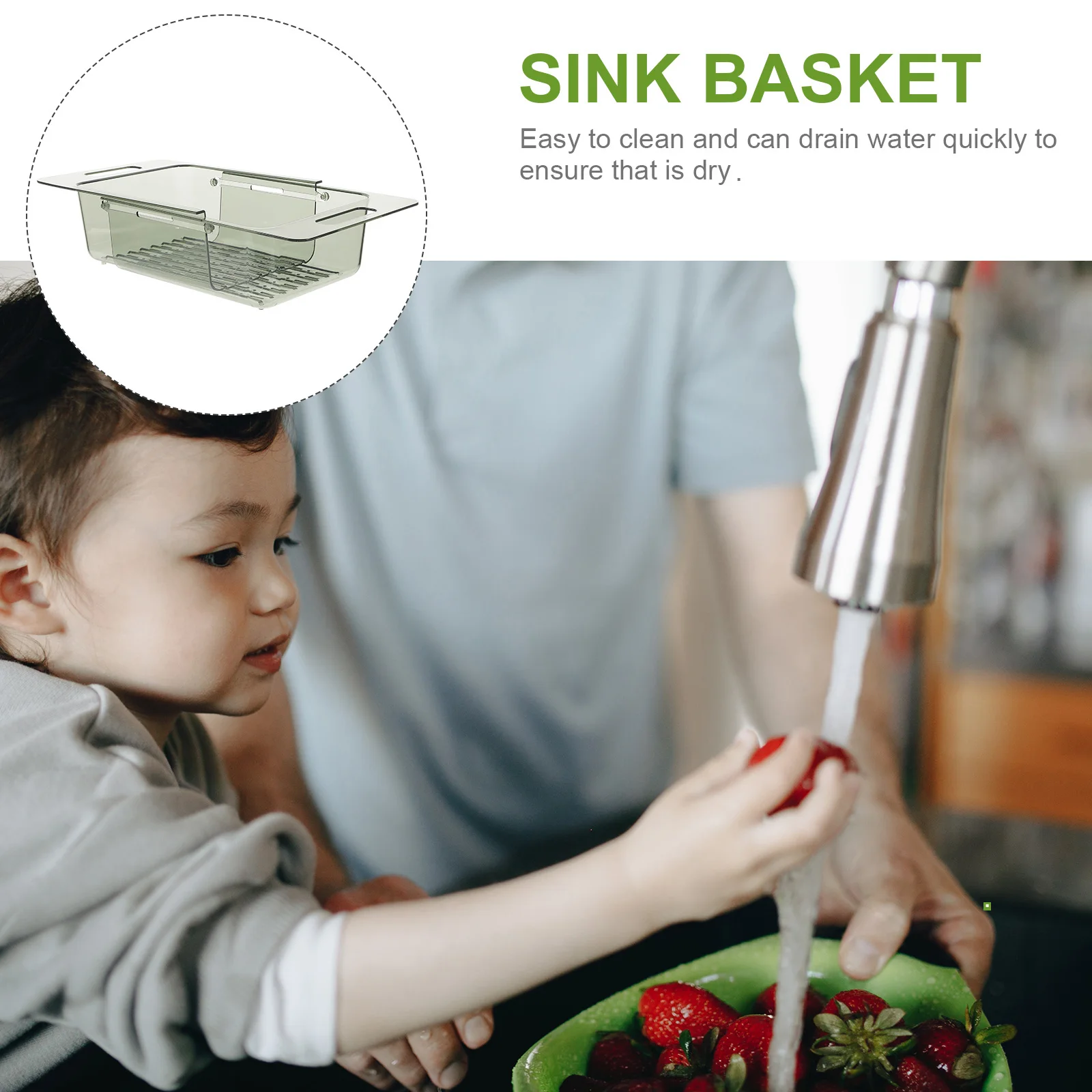 

Sink Drain Basket Kitchen Strainer Smooth Edges Design Collapsible Adjustable Holder Over Dish Rack Laundry