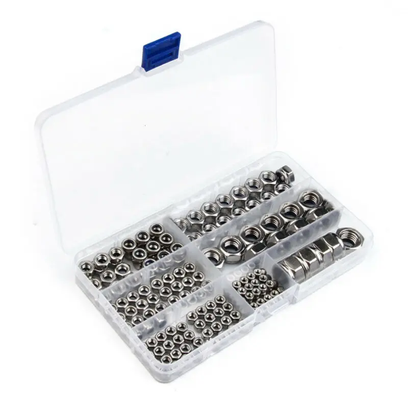 Stainless Steel Lock Nuts for m3 M5 for m6 M8 for m10 Nylon Insert Kit Rings Driver Screw Bolts 170pcs Hardware Supplies