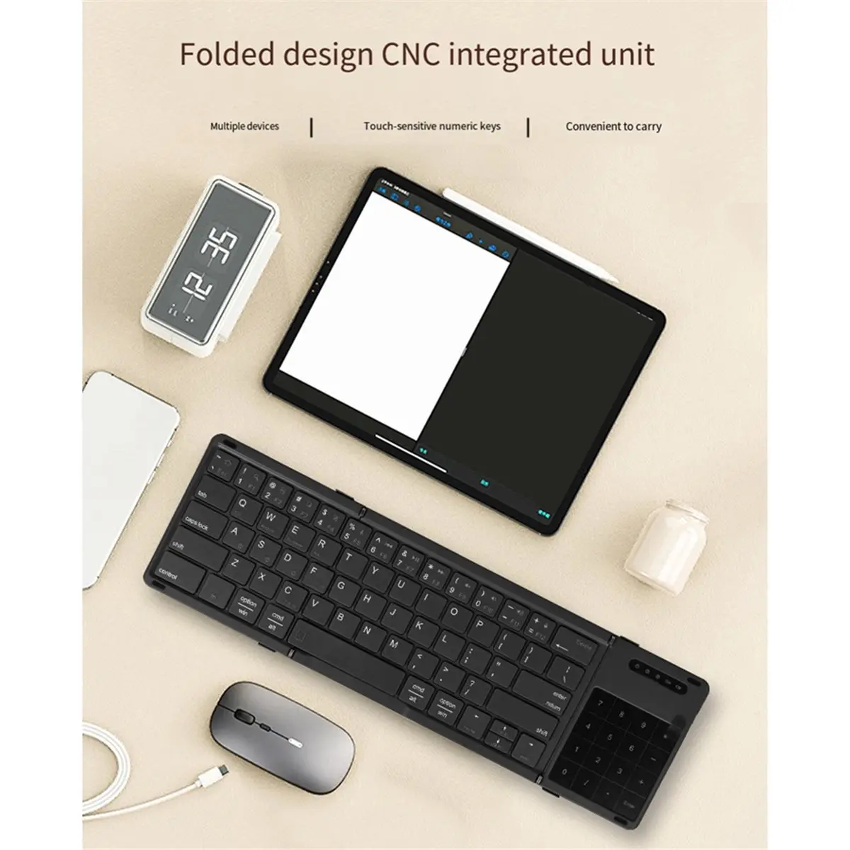 goodidea Foldable Bluetooth Keyboard Portable Wireless Touchpad Gaming Keyboard for IPad IOS Android PC Laptop
