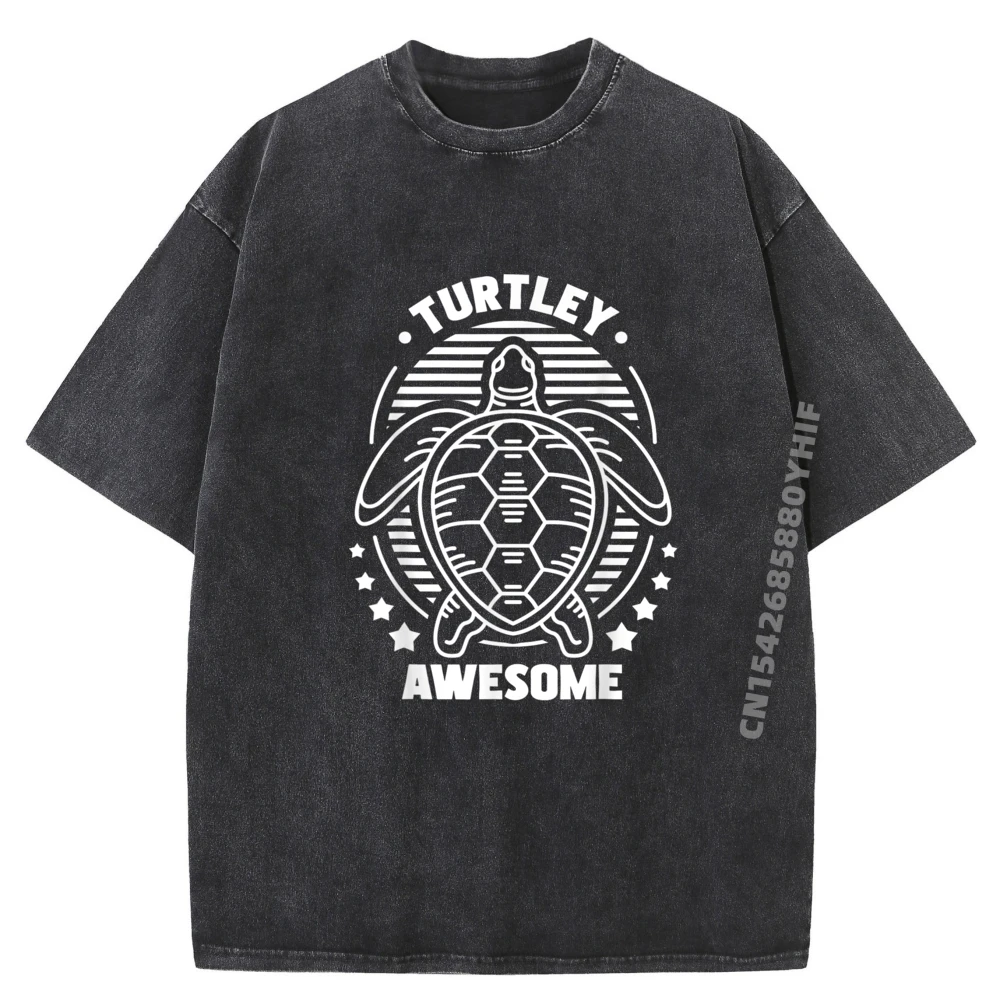 

Retro Men T-shirts Graphic Tee Luxury Designer Mens Printed Tees Retro Washed T Shirt Turtley Awesome Turtle Owner Wildlife Tops