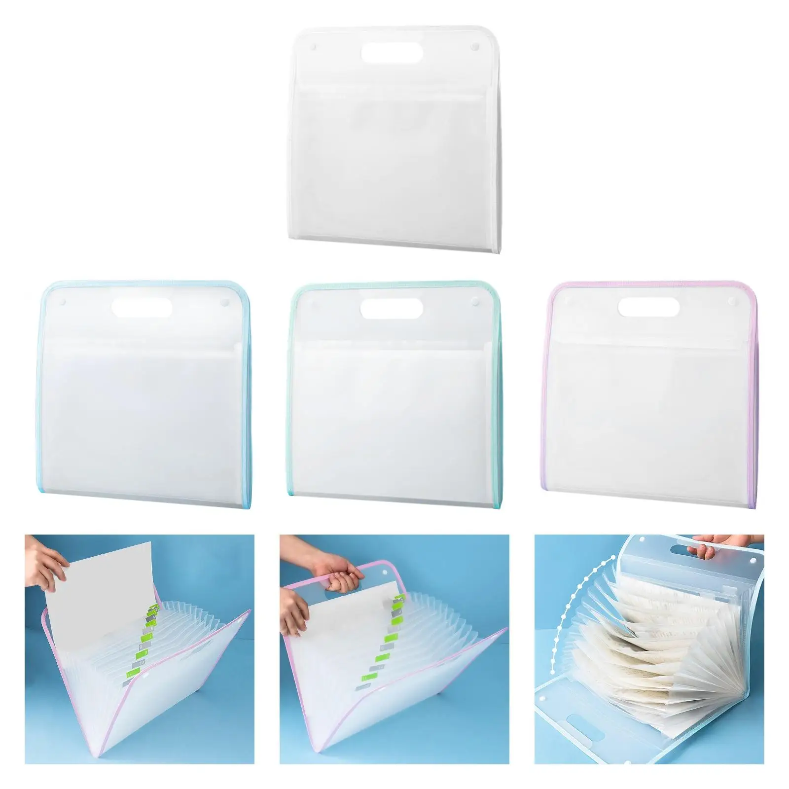 Portable A4 File Folder Waterproof Accordion File Organizer for Travel Home