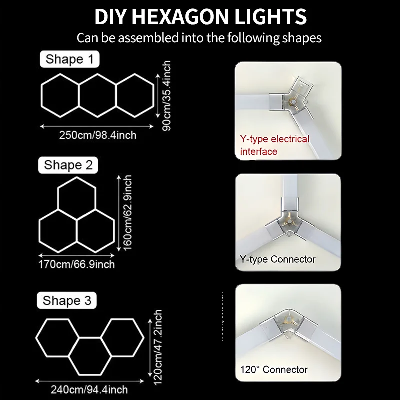 Garagen-Hexagon-LED-Leuchte 50000H Hexagon-LED-Deckenleuchte Superhell 6500K Garagenbeleuchtung für Zuhause, Fitnessraum, Friseursalon, Autodetailing, Bar, Keller, Werkstatt-Deckenbeleuchtung