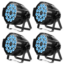 4 Pcs18 LED Par Spotlight 200W LED 4 in 1 RGBW Stage Lighting Spotlight With DMX 4/8CH For  For Party Disco Club Bar Wedding