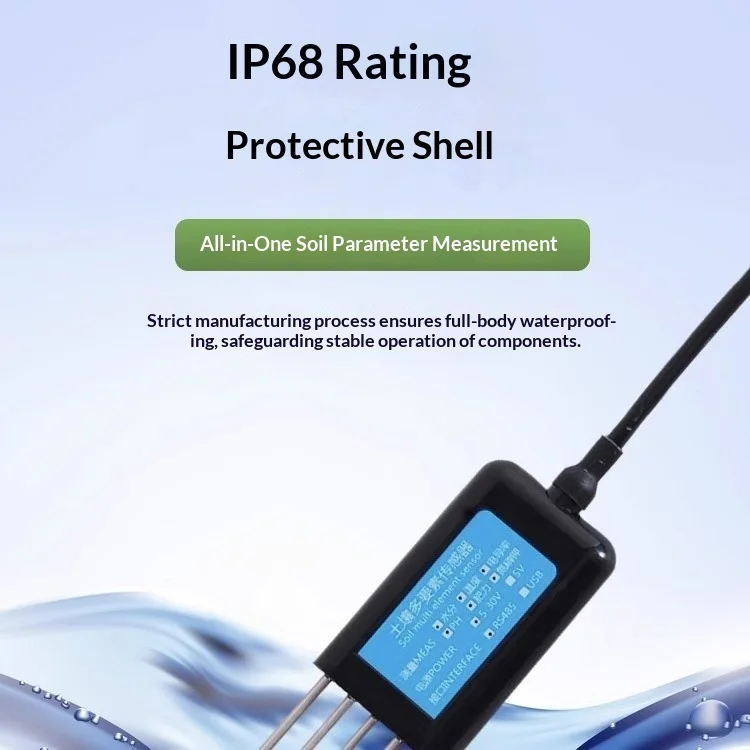 Soil Multifunction Sensor Tester for Temperature Humidity pH Moisture NPK Acidity/Alkalinity IP68 Waterproof TDR Measurement