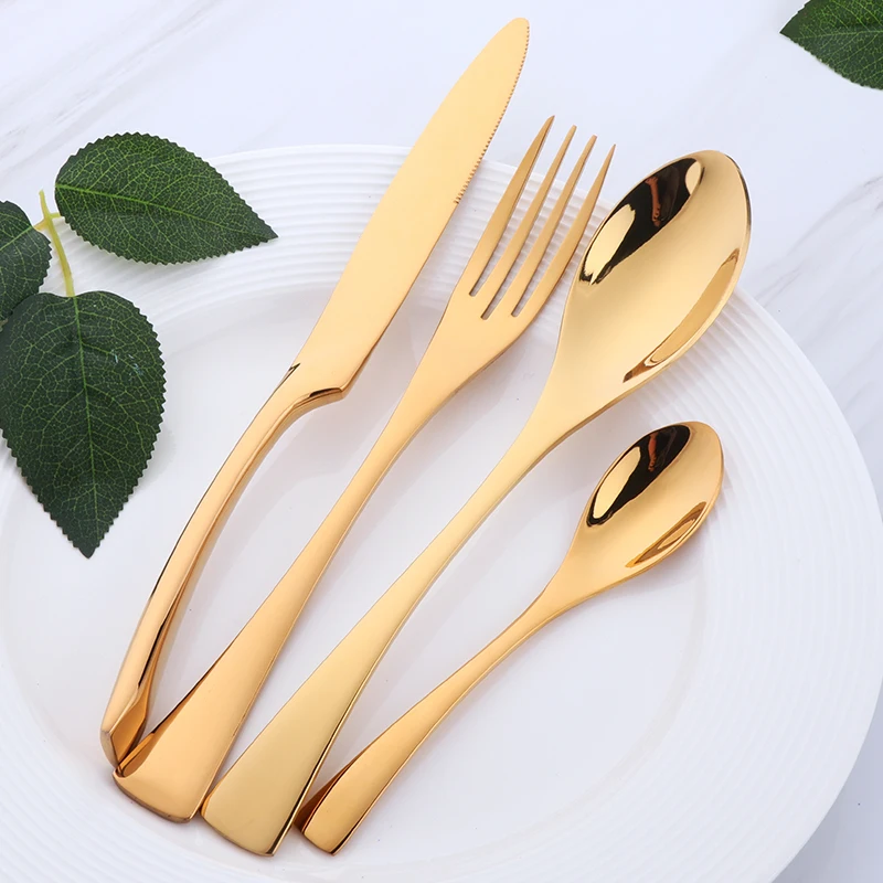 4Pcs Purple Cutlery Set Stainless Steel Blue Dinnerware Set Knife Fork Table Fork Black Tableware Set Drop Shipping