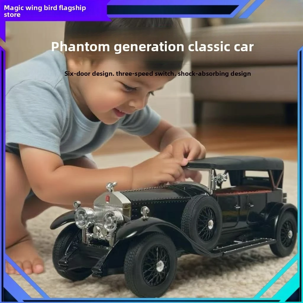

1:24 Phantom I Alloy Retro Luxy Car Model Diecast Metal Classic Old Vehicles Car Model Sound and Light Kids Toy Gifts