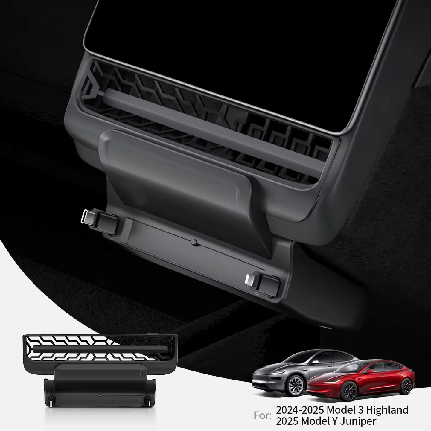 YZ For Tesla Model 3/Y Highland Juniper Rear Air Vent 27W Quick Charger USB Shunt HUB Intelligent Docking Station accessories