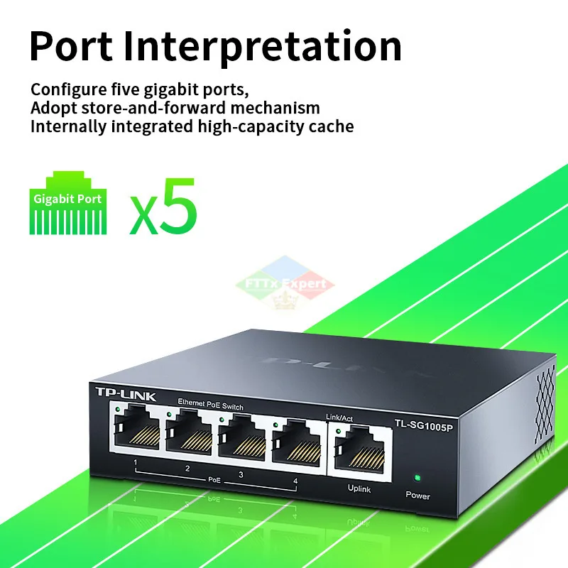 TP-LINK 5-port Gigabit POE Switch 4-port PoE Unmanaged Switch Monitoring Network Cable Splitter Enterprise-level TL-SG1005P