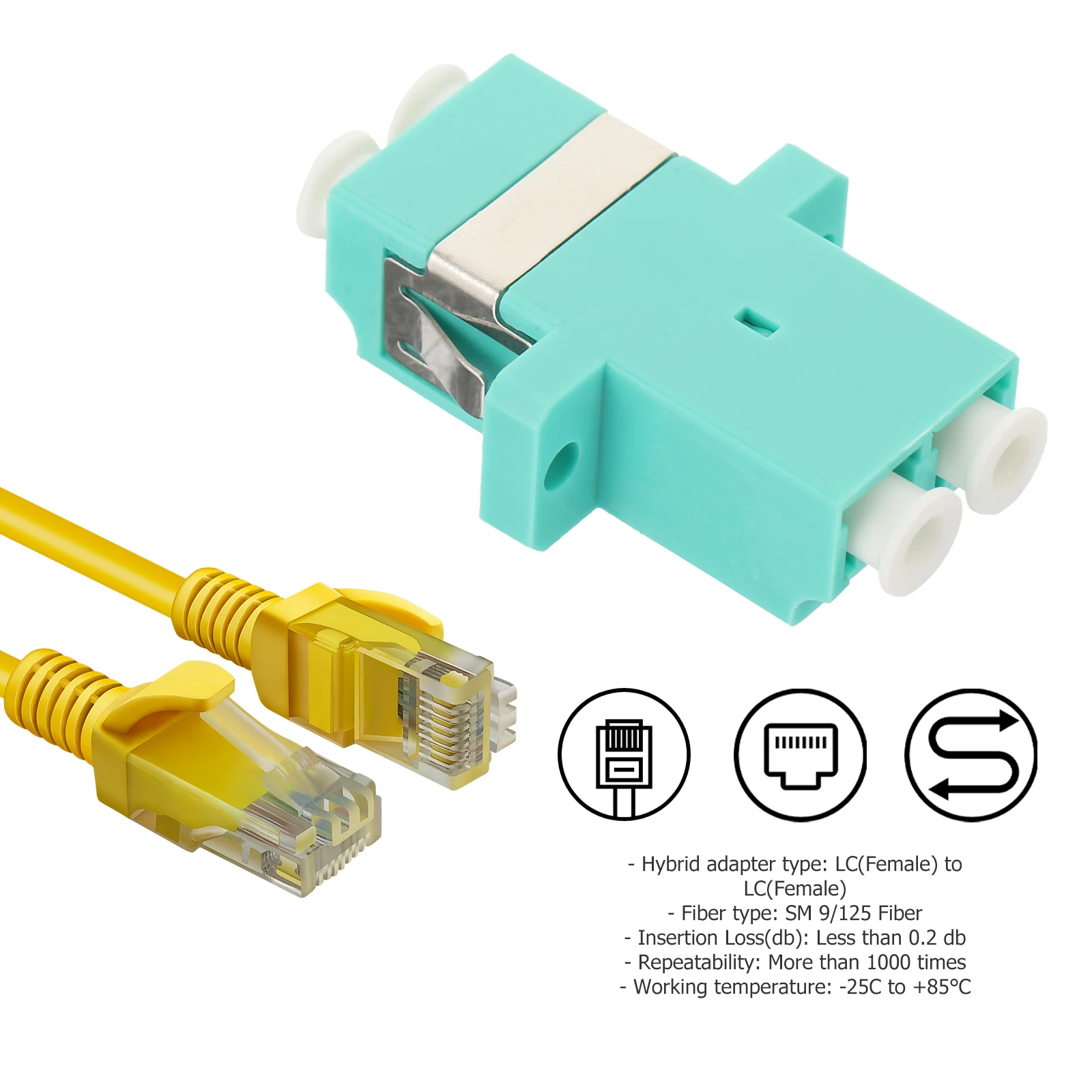 

5 pcs Female to Female Duplex Fiber Optic Adapter Coupler Low Loss Reusable Compatible OM4 for Telecommunication