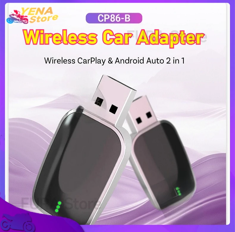 

2-in-1 wireless CarPlay Android Auto adapter Plug and play automatic connection compatible with 99% of car radio accessories