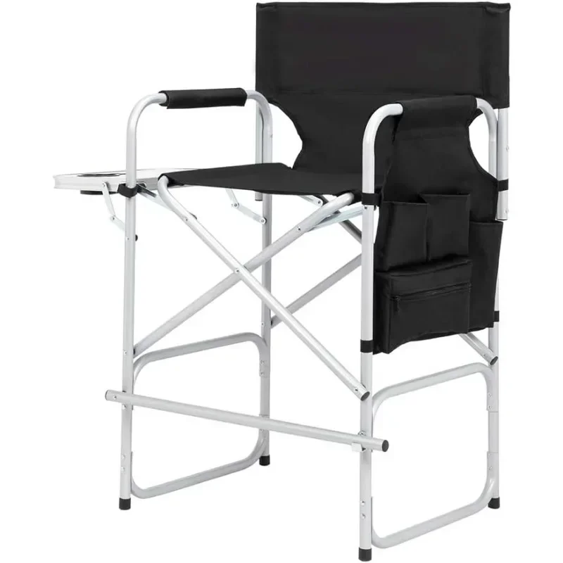 Support for 300Lbs Portable Makeup Artis，Directors Chair Height Seat Folding with Side Table Storage Bag