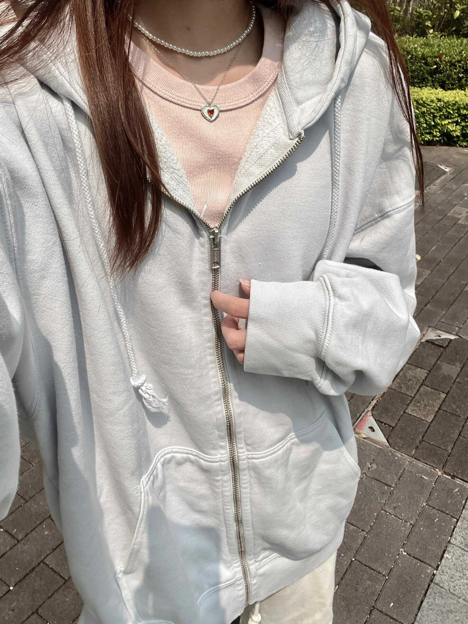 

Свободная толстовка на молнии для женщин, удобная, для весны и осени, повседневная уличная одежда, китайский бренд