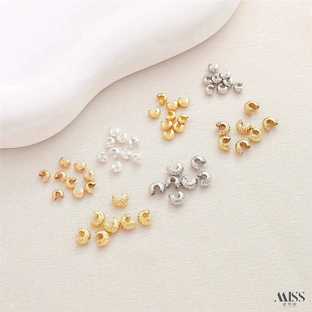 14K Gold Half-moon Bag Buckle Crescent Buckle C Buckle DIY Handmade Bracelet Necklace Positioning Bead End Buckle Accessories